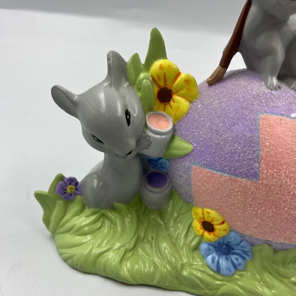 Vintage Ceramic Handmade Easter Egg Mice Spring Decor Shelf Sitter Figurine 80's - Picture 3 of 13